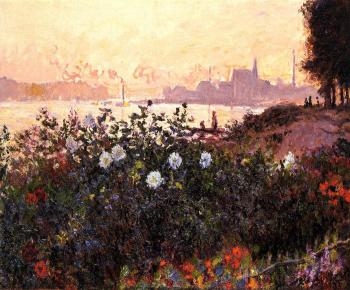 尅勞德 莫奈 Argenteuil, Flowers by the Riverbank